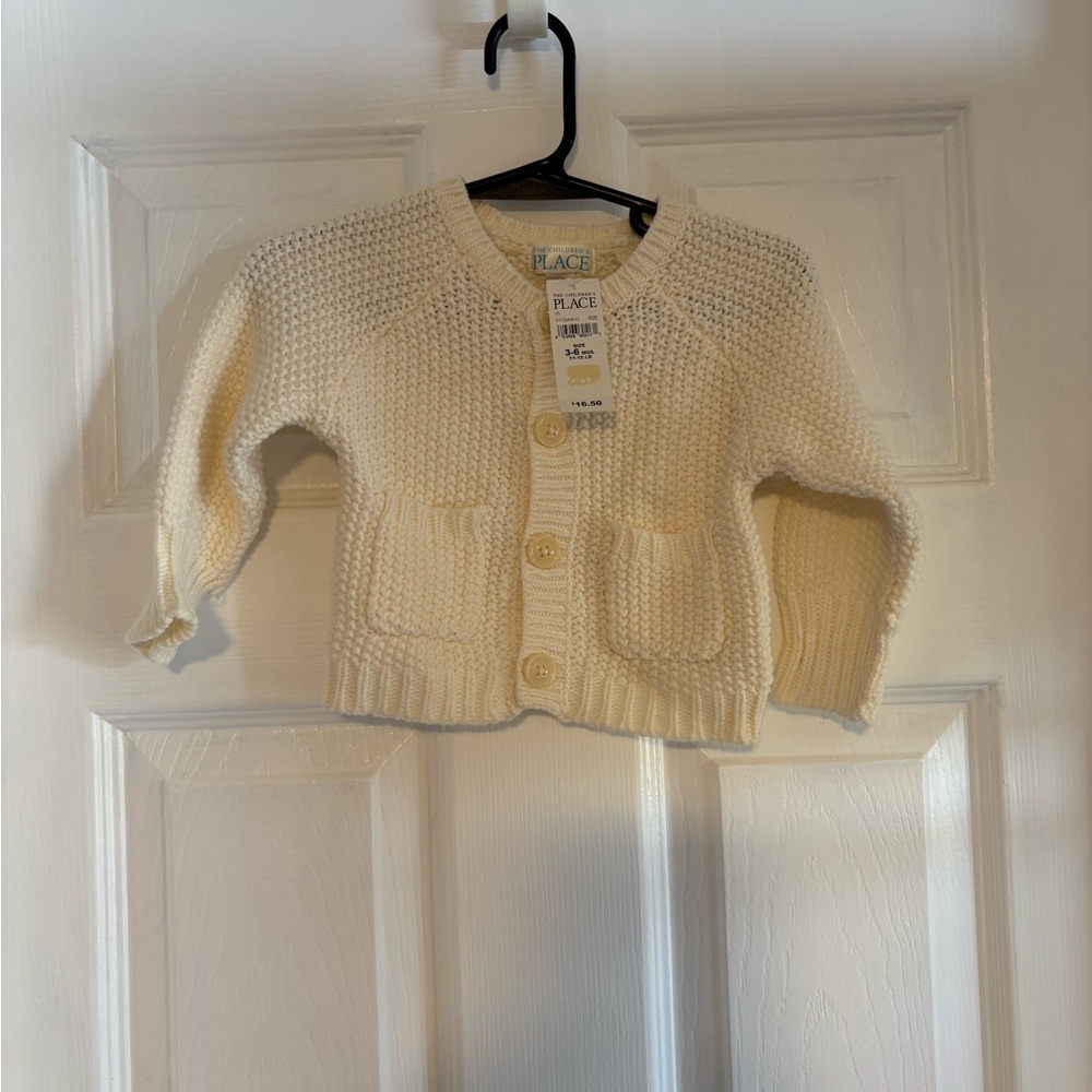The Children’s Place Cream Knit Baby Cardigan - Picture 3 of 5